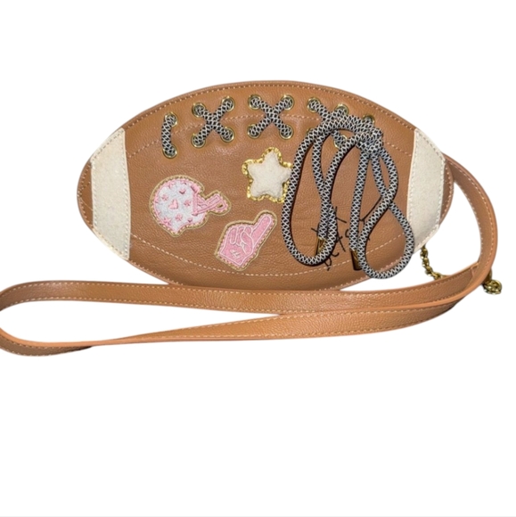 Betsey Johnson Brown XOFAN Football Kitch Crossbody Bag - Picture 5 of 9
